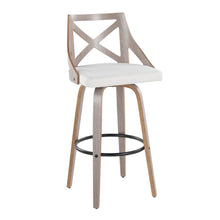 Load image into Gallery viewer, Charlotte - Farmhouse Fixed Height Barstool With Swivel & Round Footrest (Set of 2) - Light Gray / Cream