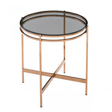 Load image into Gallery viewer, Glass Geo Round End Table - Rosegold And Smoke