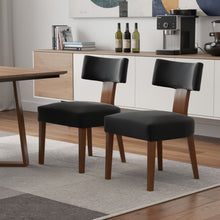 Load image into Gallery viewer, Linen Solid Wood Dining Side Chairs (Set of 2) - Black / Brown