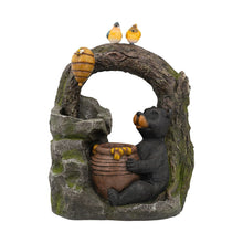Load image into Gallery viewer, Decorative Two Tiered Water Fountain With Woodland Animal Design, Outdoor Fountain With Light And Pump - Dark Gray