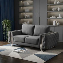Load image into Gallery viewer, Velvet Loveseat - Dark Gray / Silver