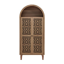 Load image into Gallery viewer, Tall Kitchen Pantry Cabinet With Hollow Carved Doors Adjustable Shelves Versatile Storage Cabinet For Kitchen - Walnut