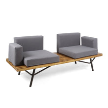 Load image into Gallery viewer, Outdoor Sofa With Cushions And Iron Legs - Dark Gray
