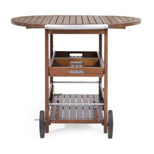 Load image into Gallery viewer, Wood And Aluminum Bar Cart With 2 Shelves - Oak / Silver
