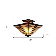 Load image into Gallery viewer, Tiffany Style Mission Semi Flush Dimmable Ceiling Light - Brown / Amber