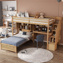 Load image into Gallery viewer, Loft Bed With Built In Desk And Staircase