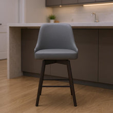 Load image into Gallery viewer, Faux Leather With Solid Wood Swivel Counter Height Bar Chair - Gray And Black