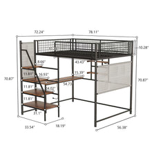 Load image into Gallery viewer, Metal Loft Bed With Built - In Charging Station And LED Light