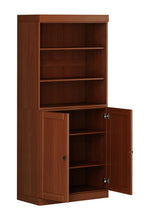 Load image into Gallery viewer, Adjustable Six Tier Library Bookcase With Two Doors - Coffee