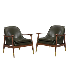 Load image into Gallery viewer, Mid - Century Accent Chair With Cushioned Seat, Brass Tipped Legs