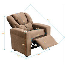 Load image into Gallery viewer, Kids Recliner Chair, Kids Upholstered Couch With Two Cup Holder, Footrest, Backrest, Toddlers Recliner With Headrest And Footrest - Black