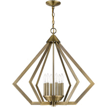 Load image into Gallery viewer, 25" Six-Light Dimmable Chandelier With Shades - Antiqued Brass