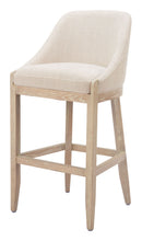 Load image into Gallery viewer, 31" Fabric And Solid Wood Bar Height Bar Chair - Beige / Natural