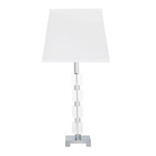 Load image into Gallery viewer, Crystal Geo Cubed Table Lamp With Sharp Corner Square Tapered Shade - Clear White