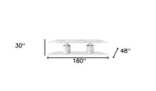 Load image into Gallery viewer, 180" Marble Double Pedestal Base Dining Table - White