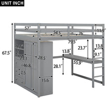 Load image into Gallery viewer, Loft Bed With Built In Wardrobe, Shelves And Drawers