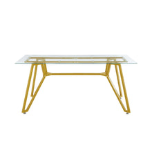 Load image into Gallery viewer, 71" Glass Trestle Coffee Table - White / Gold