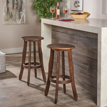 Load image into Gallery viewer, Primrose - Outdoor Acacia Wood Barstools With Foot Rest, (Set of 2) - Dark Brown