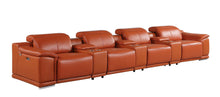 Load image into Gallery viewer, Italian Leather Reclining Metal USB Sofa (720413) - Camel