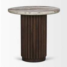 Load image into Gallery viewer, Marble Round Pedestal End Table - Brown / Pink