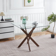 Load image into Gallery viewer, Dining Table With Cross Metal Leg And Tempered Glass, Modern Space Saving Kitchen Table For Living Room Legs, Square Table