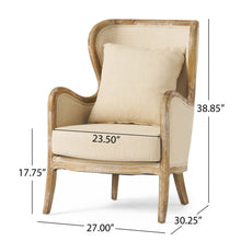 Load image into Gallery viewer, Crenshaw - Wing Arm Chair With Oak Frame And High Back - Beige