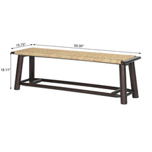 Load image into Gallery viewer, Farmhouse Modern Solid Wood Rattan Bench Multi Functional Design 59" Indoor & Covered Outdoor Bench - Walnut