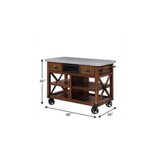 Load image into Gallery viewer, 48" Rolling Kitchen Cart With Storage - Dark Brown