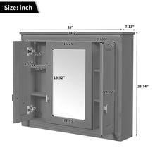 Load image into Gallery viewer, Wall Mounted Bathroom Cabinet With Mirror And 4 Shelves, Rectangular Design - Gray