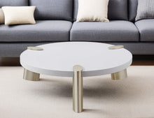 Load image into Gallery viewer, Stainless Steel Round Coffee Table - White And Gold