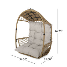 Load image into Gallery viewer, Outdoor / Indoor Wicker Hanging Chair With 8Ft Chain - Light Brown / Beige