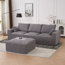 Load image into Gallery viewer, Modular Sectional Sofa With Ottoman, USB And Type C Charger, Petal Armrest Design