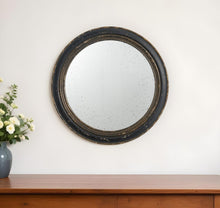 Load image into Gallery viewer, 24" Distressed Round Framed Accent Mirror - Dark Brown