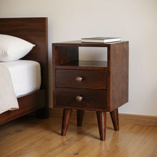Load image into Gallery viewer, 20" Solid Wood Square Two Drawer Nightstand - Walnut