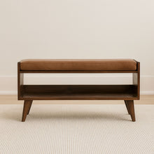 Load image into Gallery viewer, Solid Wood Bench With Upholstered Sea