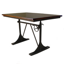 Load image into Gallery viewer, 48" Solid Wood And Iron Trestle Base Dining Table - Brown