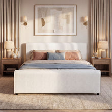 Load image into Gallery viewer, Luxury Upholstered Bed Frame With Curved Headboard & Footboard