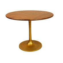 Load image into Gallery viewer, 40" Rounded Solid Wood And Iron Pedestal Base Dining Room Table - Brown