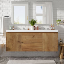 Load image into Gallery viewer, Double Sink Bathroom Vanity, Cabinet & Soft Close Doors, Divided Drawers, Wall Mounted Storage - Wood