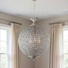 Load image into Gallery viewer, Unique Statement Three Light Metal Crystal Glass Chandelier With Shades - Silver