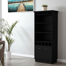 Load image into Gallery viewer, 70" Wood Bar Cabinet With Two Doors - Black