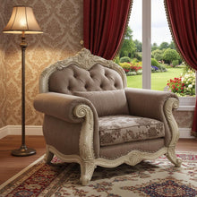 Load image into Gallery viewer, Fabric Damask Tufted Chesterfield Chair - Gray And Pearl