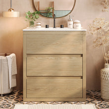 Load image into Gallery viewer, Freestanding Bathroom Vanity With Ceramic Sink, 2 Full Extension Drawers