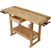 Load image into Gallery viewer, 55" Wood Workbench For Garage Workshop And Home - Natural