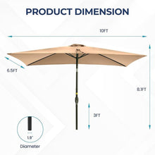 Load image into Gallery viewer, Rectangular Patio Umbrella With Crank Tilt, Polyester UV-Resistant Canopy