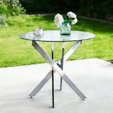 Load image into Gallery viewer, Dining Table With Cross Metal Leg And Tempered Glass, Modern Space Saving Kitchen Table For Living Room