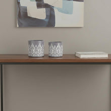 Load image into Gallery viewer, Abstract Round Pot Planters (Set of 2) - Gray / White