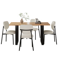 Load image into Gallery viewer, Mid Century 5 Piece Dining Set With Upholstered Dining Chairs And Metal Legs, Solid Wood Top Metal Base Dining Table - Beige / Black