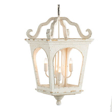 Load image into Gallery viewer, 4 Light Wood Chandelier, Hanging Light Fixture With Adjustable Chain For Kitchen, Bulb Not Included - Cream White