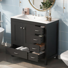 Load image into Gallery viewer, Bathroom Vanity With Ceramic Sink Combo, Abundant Storage Cabinet 2 Soft Close Doors And 5 Drawers